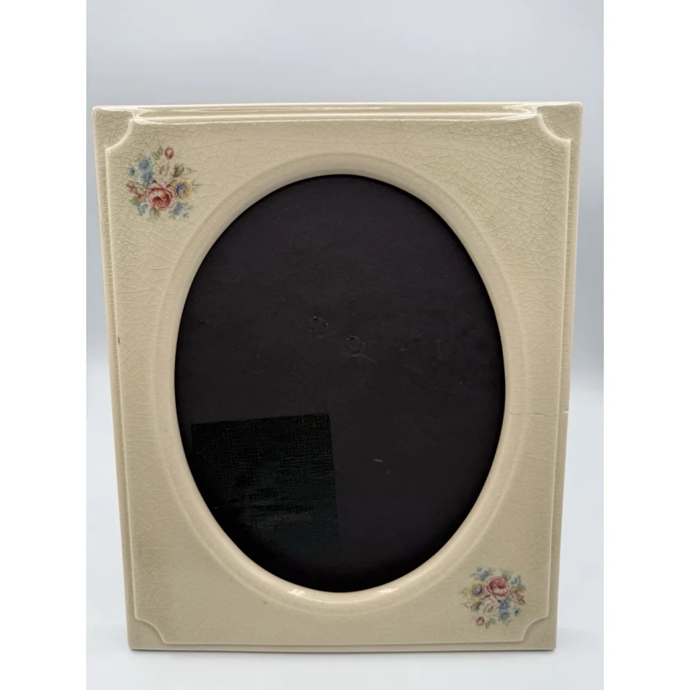 Vintage Terragrafics 1982 Hand Painted Floral Porcelain Picture Frame